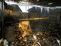 A burnt-out recycling station is in the Sviatoshynskyi district after the Russian missile attack in Kyiv, Ukraine, on September 2, 2024. NO...