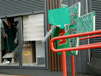 A pharmacy in the Sviatoshynskyi district is damaged by a Russian missile attack in Kyiv, Ukraine, on September 2, 2024. NO USE RUSSIA. NO U...