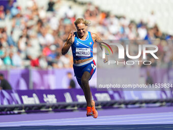 Valentina Petrillo of Italy in action in Women's 400m - T12 Round 1 during the Paris 2024 Paralympic Games at Stade de France on September 2...