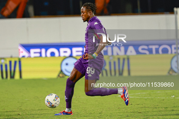 Christian Kouame of ACF Fiorentina controls the ball during the Italian Serie A football match between ACF Fiorentina and A.C. Monza in Flor...