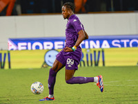 Christian Kouame of ACF Fiorentina controls the ball during the Italian Serie A football match between ACF Fiorentina and A.C. Monza in Flor...