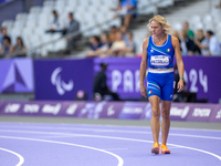 Valentina Petrillo of Team Italy warms up before competing in the Women's 400m T12 Heat 4 at Stade de France during the Paris 2024 Paralympi...