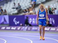 Valentina Petrillo of Team Italy warms up before competing in the Women's 400m T12 Heat 4 at Stade de France during the Paris 2024 Paralympi...