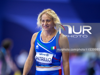 Valentina Petrillo of Team Italy warms up before competing in the Women's 400m T12 Heat 4 at Stade de France during the Paris 2024 Paralympi...