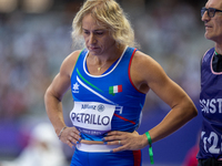 Valentina Petrillo of Team Italy warms up before competing in the Women's 400m T12 Heat 4 at Stade de France during the Paris 2024 Paralympi...