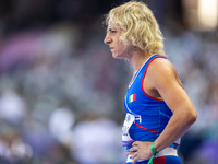 Valentina Petrillo of Team Italy warms up before competing in the Women's 400m T12 Heat 4 at Stade de France during the Paris 2024 Paralympi...