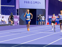 Valentina Petrillo of Team Italy competes in the Women's 400m T12 Heat 4 at Stade de France during the Paris 2024 Paralympic Games in Paris,...