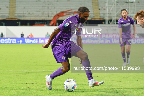 Jonathan Ikone of ACF Fiorentina controls the ball during the Italian Serie A football match between ACF Fiorentina and A.C. Monza in Floren...