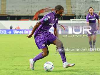 Jonathan Ikone of ACF Fiorentina controls the ball during the Italian Serie A football match between ACF Fiorentina and A.C. Monza in Floren...