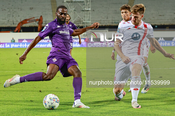 Jonathan Ikone of ACF Fiorentina controls the ball during the Italian Serie A football match between ACF Fiorentina and A.C. Monza in Floren...