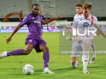 Jonathan Ikone of ACF Fiorentina controls the ball during the Italian Serie A football match between ACF Fiorentina and A.C. Monza in Floren...