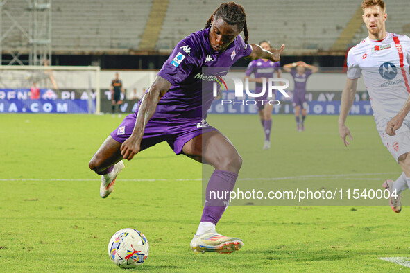 Moise Kean of ACF Fiorentina controls the ball during the Italian Serie A football match between ACF Fiorentina and A.C. Monza in Florence,...