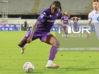 Moise Kean of ACF Fiorentina controls the ball during the Italian Serie A football match between ACF Fiorentina and A.C. Monza in Florence,...