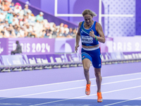 Valentina Petrillo of Team Italy competes in the Women's 400m T12 Heat 4 at Stade de France during the Paris 2024 Paralympic Games in Paris,...