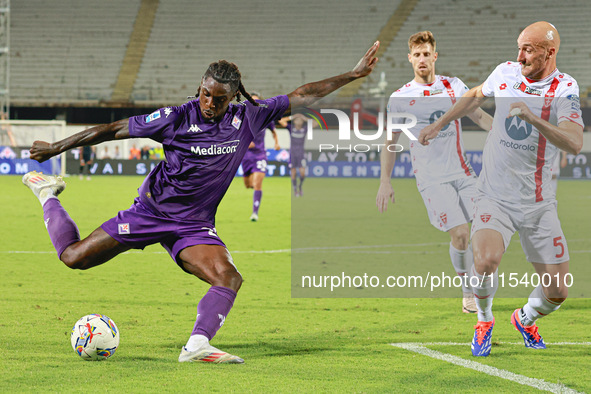 Moise Kean of ACF Fiorentina controls the ball during the Italian Serie A football match between ACF Fiorentina and A.C. Monza in Florence,...