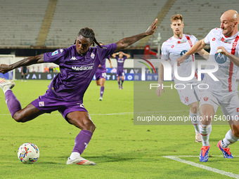 Moise Kean of ACF Fiorentina controls the ball during the Italian Serie A football match between ACF Fiorentina and A.C. Monza in Florence,...