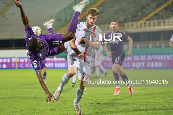 Jonathan Ikone of ACF Fiorentina controls the ball during the Italian Serie A football match between ACF Fiorentina and A.C. Monza in Floren...