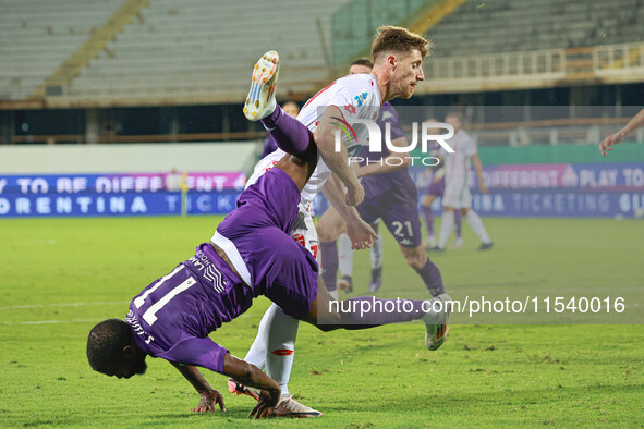 Jonathan Ikone of ACF Fiorentina controls the ball during the Italian Serie A football match between ACF Fiorentina and A.C. Monza in Floren...