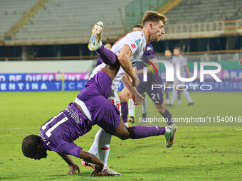 Jonathan Ikone of ACF Fiorentina controls the ball during the Italian Serie A football match between ACF Fiorentina and A.C. Monza in Floren...