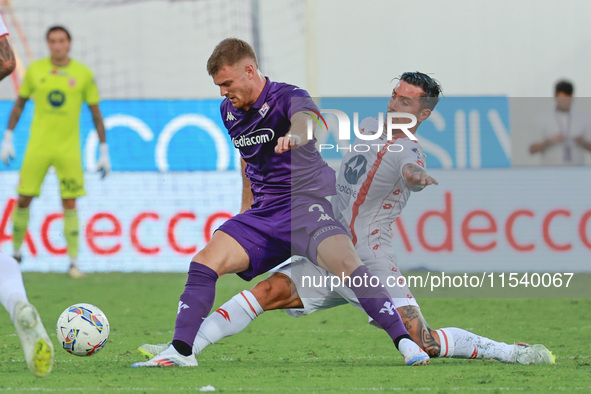 Lucas Beltran of ACF Fiorentina controls the ball during the Italian Serie A football match between ACF Fiorentina and A.C. Monza in Florenc...