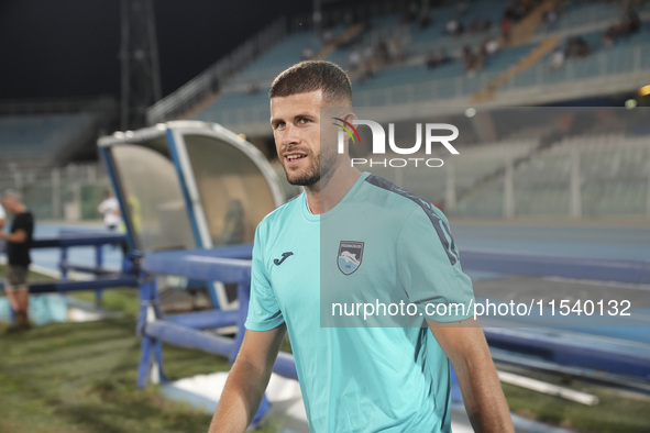 Luca Valzania of Delfino Pescara 1936 stands before the Serie C NOW match between Delfino Pescara 1936 and Torres at Stadio Adriatico ''Giov...