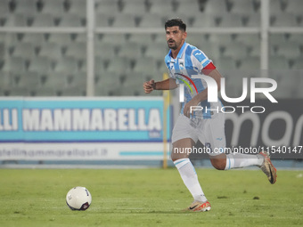 Riccardo Brosco of Delfino Pescara 1936 is in action during the Serie C NOW match between Delfino Pescara 1936 and Torres at Stadio Adriatic...