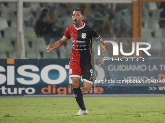 Luigi Scotto of Torres celebrates the first goal during the Serie C NOW match between Delfino Pescara 1936 and Torres at Stadio Adriatico ''...