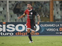 Luigi Scotto of Torres celebrates the first goal during the Serie C NOW match between Delfino Pescara 1936 and Torres at Stadio Adriatico ''...