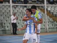 Andrea Ferraris of Delfino Pescara 1936 and Brando Moruzzi celebrate the first goal of Delfino Pescara 1936 during the Serie C NOW match bet...