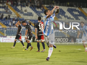 Gianmarco Cangiano of Delfino Pescara 1936 celebrates the second goal during the Serie C NOW match between Delfino Pescara 1936 and Torres a...