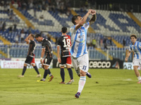 Gianmarco Cangiano of Delfino Pescara 1936 celebrates the second goal during the Serie C NOW match between Delfino Pescara 1936 and Torres a...