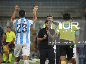 Pasquale Foggia protests against the fourth official during the Serie C NOW match between Delfino Pescara 1936 and Torres at Stadio Adriatic...