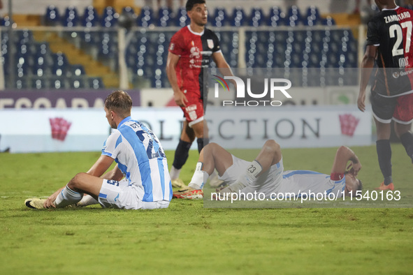 Cornelius Staver of Delfino Pescara 1936 and Filippo Pellacani of Delfino Pescara 1936 express disappointment with the final result during t...