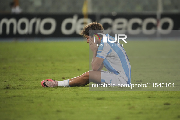 Matteo Dagasso of Delfino Pescara 1936 expresses disappointment with the final result during the Serie C NOW match between Delfino Pescara 1...