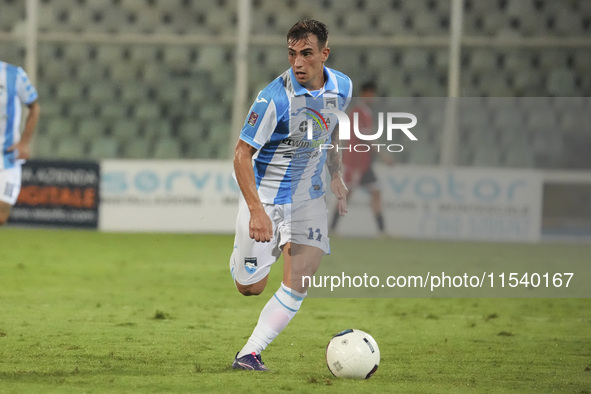 Gianmarco Cangiano of Delfino Pescara 1936 is in action during the Serie C NOW match between Delfino Pescara 1936 and Torres at Stadio Adria...