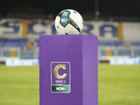 The official ball of the Serie C is shown prior to the Serie C NOW match between Delfino Pescara 1936 and Torres at Stadio Adriatico ''Giova...