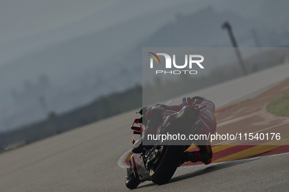 Francesco Pecco Bagnaia (1) of Italy and Ducati Lenovo Team during the race day of the Gran Premio GoPro de Aragon at Motorland Aragon Circu...