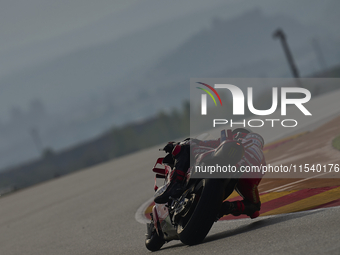 Francesco Pecco Bagnaia (1) of Italy and Ducati Lenovo Team during the race day of the Gran Premio GoPro de Aragon at Motorland Aragon Circu...