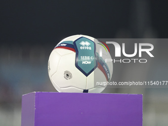 The official ball of the Serie C is shown prior to the Serie C NOW match between Delfino Pescara 1936 and Torres at Stadio Adriatico ''Giova...