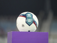 The official ball of the Serie C is shown prior to the Serie C NOW match between Delfino Pescara 1936 and Torres at Stadio Adriatico ''Giova...