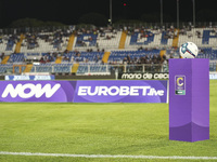 The official ball of the Serie C is shown prior to the Serie C NOW match between Delfino Pescara 1936 and Torres at Stadio Adriatico ''Giova...