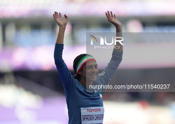 Hajar Safarzadeh Ghahderijani of Islamic Republic of Iran in action in Women's 400m - T12 Round 1 during the Paris 2024 Paralympic Games at...