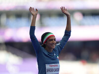 Hajar Safarzadeh Ghahderijani of Islamic Republic of Iran in action in Women's 400m - T12 Round 1 during the Paris 2024 Paralympic Games at...