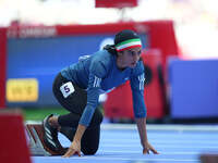 Hajar Safarzadeh Ghahderijani of Islamic Republic of Iran in action in Women's 400m - T12 Round 1 during the Paris 2024 Paralympic Games at...