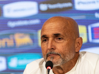 Luciano Spalletti, Italian football federation head coach, attends the press conference in Coverciano, Florence, on September 2, 2024 ahead...