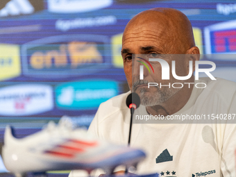 Luciano Spalletti, Italian football federation head coach, attends the press conference in Coverciano, Florence, on September 2, 2024 ahead...