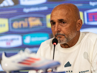 Luciano Spalletti, Italian football federation head coach, attends the press conference in Coverciano, Florence, on September 2, 2024 ahead...