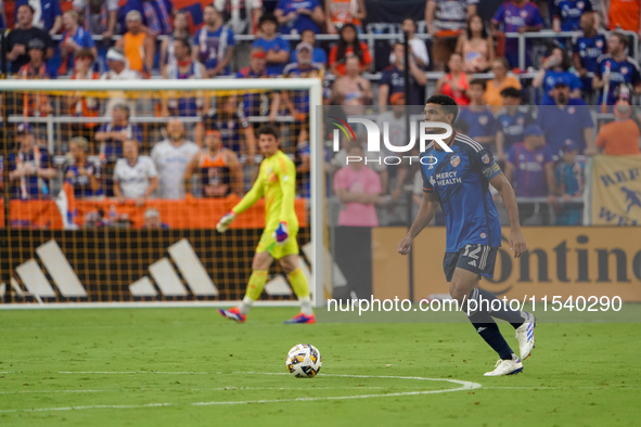 Cincinnati defender Miles Robinson appears during the Major League Soccer match between FC Cincinnati and CF Montreal at TQL Stadium in Cinc...