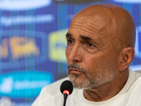 Luciano Spalletti, Italian football federation head coach, attends the press conference in Coverciano, Florence, on September 2, 2024 ahead...