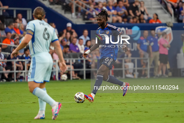 Cincinnati midfielder Chidozie Awaziem appears during the Major League Soccer match between FC Cincinnati and CF Montreal at TQL Stadium in...